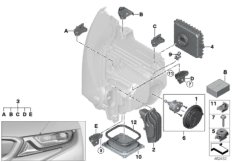 Детали светодиодной фары для BMW I12N i8 B38X (схема запасных частей)