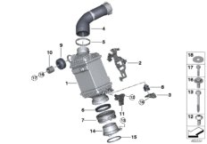 Охладитель наддувочного воздуха для BMW G30 M550iX N63R (схема запасных частей)