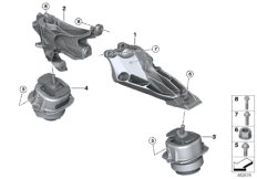 Подвеска двигателя для BMW F15 X5 25d B47 (схема запасных частей)