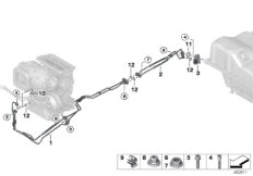 Трубопроводы хладагента под днищем для MINI F60 Cooper SE ALL4 B38X (схема запасных частей)