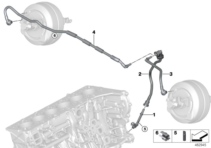 Вакуумный трубопр.усилителя тормозов для BMW F32N 440iX B58 (схема запчастей)