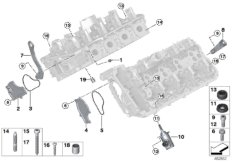 Головка блока цилиндров-доп.элементы для BMW G12 750LiX 4.4 N63R (схема запасных частей)