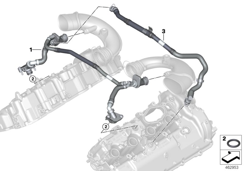 Система вентиляции картера для BMW G11 750iX N63R (схема запчастей)