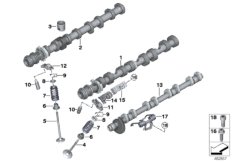 клапанное газораспределение для BMW F86 X6 M S63R (схема запасных частей)