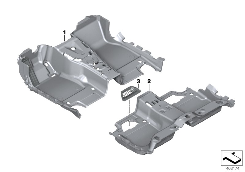Индивид.облицовочные панели днища для BMW G11 740dX B57 (схема запчастей)