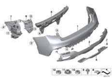 Облицовка M Зд для BMW F16 X6 40dX N57Z (схема запасных частей)
