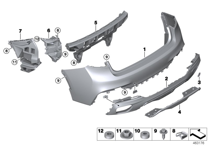 Облицовка M Зд для BMW F16 X6 35iX N55 (схема запчастей)
