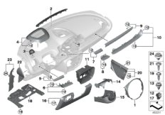 Доп.элементы панели приборов для MINI F54 Cooper S ALL4 B48C (схема запасных частей)