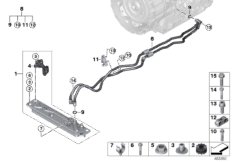 Теплообменник/трубопровод радиатора КПП для BMW F15 X5 40eX N20 (схема запасных частей)