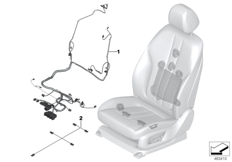 Пучок проводов переднего сиденья для BMW G32 630d B57 (схема запчастей)