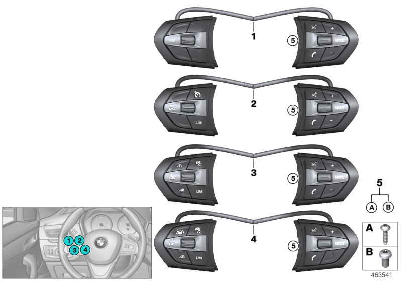 Переключатель м/ф рул.колеса M-Sport для BMW F48N X1 16d B37B (схема запчастей)
