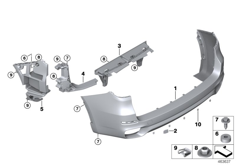 Облицовка M Зд для BMW F15 X5 50iX 4.0 N63N (схема запчастей)