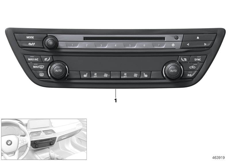 Пан.упр.радиоприемником и кондиционером для BMW G12 750LiX 4.0 N63R (схема запчастей)