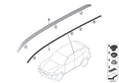 Декоративная планка крыши/леер для BMW F25 X3 35iX N55 (схема запасных частей)