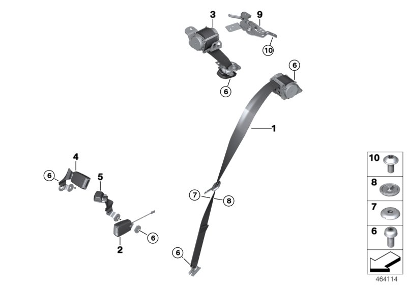 Ремень безопасности Зд для BMW M13 Zinoro 60H/100H B38X (схема запчастей)