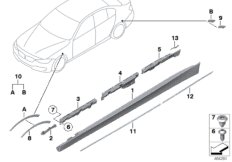 Накладка порог / арка колеса для BMW F30N 340i B58 (схема запасных частей)