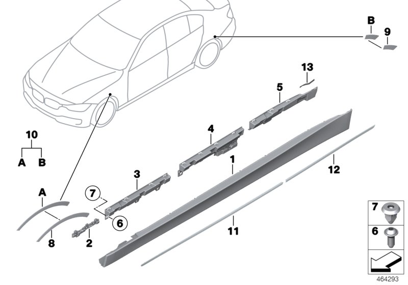 Накладка порог / арка колеса для BMW F30 320d ed N47N (схема запчастей)