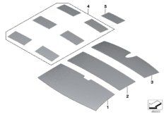Звукоизоляция крыши для BMW F02 750LiX N63 (схема запасных частей)