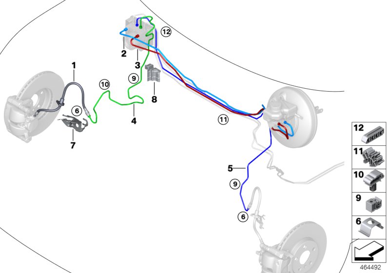 Трубопровод тормозного привода Пд для BMW F60 Cooper ALL4 B38C (схема запчастей)
