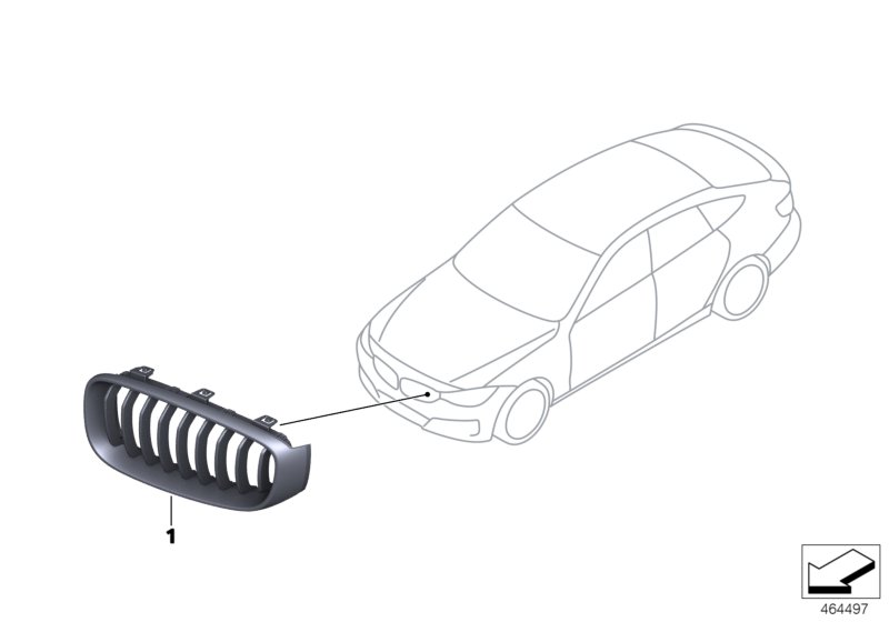 M Performance решетка радиатора для BMW F34N 335dX N57Z (схема запчастей)