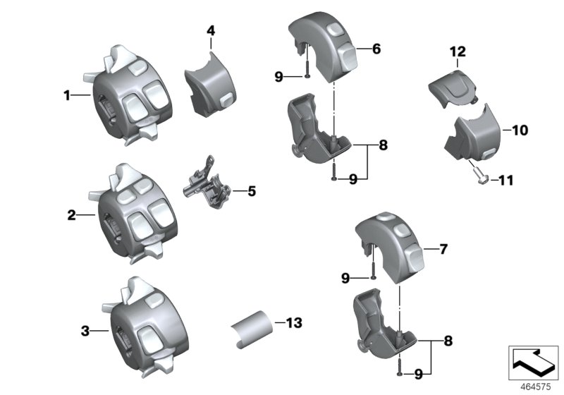 Блок рулевых переключателей, шина LIN для BMW K48 K 1600 GT (0601,0611) 0 (схема запчастей)