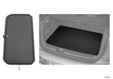 Фасонный коврик багажного отделения для BMW F55 Cooper SD B47 (схема запасных частей)