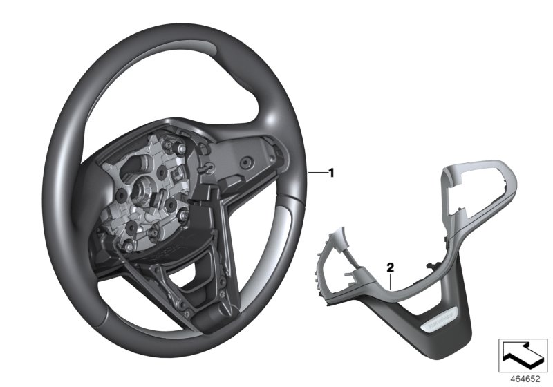 Individual рулевое колесо кожа/дер. для BMW G31 530i B48D (схема запчастей)