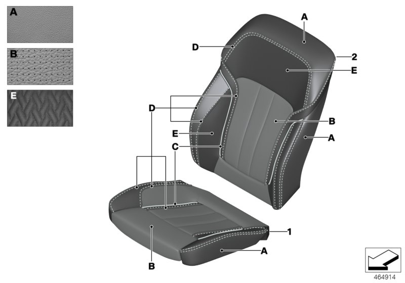 Инд.обивка сид.пов.комфорт.климат-кожа для BMW G31 M550dX B57S (схема запчастей)