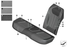 Обивка заднего сиденья Indi. климат-кожа для BMW G12N 730Li B48D (схема запасных частей)