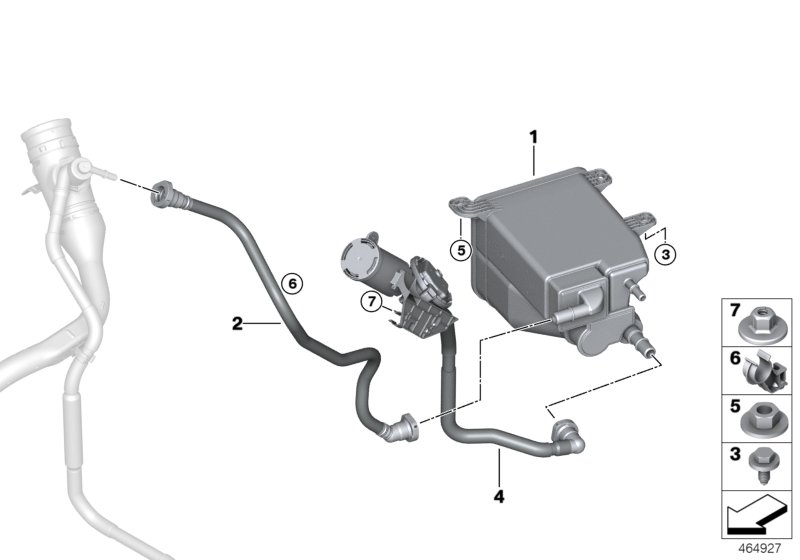 Фильтр с акт.углем/вентил.с.подачи топл. для BMW G11N 740i B58C (схема запчастей)