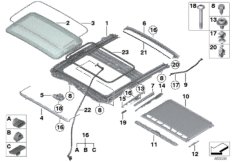 подъемно-сдвижная крышка люка для BMW F36 440i B58 (схема запасных частей)