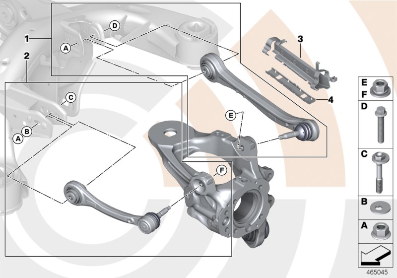 Ремкомплект поперечного рычага подвески для BMW F16 X6 30dX N57N (схема запчастей)