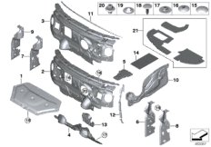Звукоизоляция Пд для BMW F57 Cooper B36C (схема запасных частей)