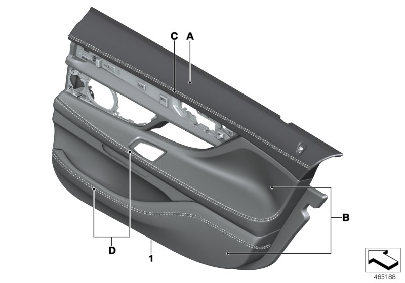 Обшивка двери Individual кожа Зд для BMW G12 740LiX B58 (схема запчастей)