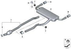 Система выпуска ОГ Зд для BMW F45N 220d B47 (схема запасных частей)