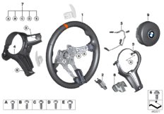 Спорт.рул.колесо в M-ст. с НПБ Alcantara для BMW F82 M4 GTS S55 (схема запасных частей)