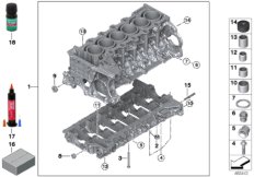 Блок-картер двигателя для BMW F26 X4 M40iX N55 (схема запасных частей)