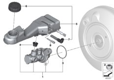 Главный тормозной цилиндр/бачок для BMW F45N 216d B37 (схема запасных частей)