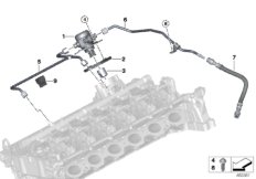 Насос высокого давления/трубопроводы для BMW F30N 340i B58 (схема запасных частей)