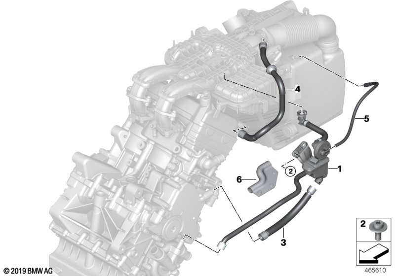 Система вентиляц.картера/маслоотделитель для BMW I01N i3s 94Ah Rex XB4 (схема запчастей)