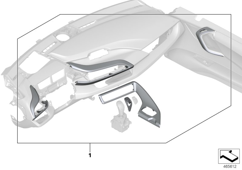 Декоративные планки из карбона для BMW I12 i8 B38 (схема запчастей)