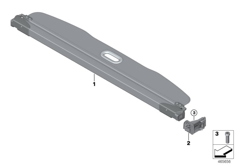 Визуальная защита багажного отделения для BMW F54 Cooper B38C (схема запчастей)
