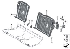 Каркас подушки зад.сид.с люком в спинке для BMW F55 Cooper B38 (схема запасных частей)