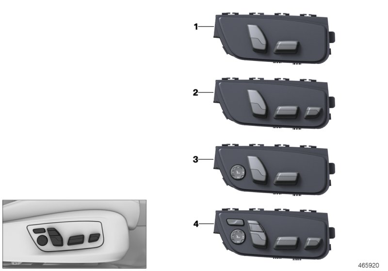 Кнопка регулировки сиденья пер.пас. для BMW G11N 730i B48D (схема запчастей)