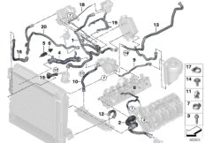 Водяной шланг системы охлаждения для BMW F16 X6 50iX 4.4 N63N (схема запасных частей)
