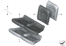 Мягкая часть и обивка заднего сиденья для BMW F57 Cooper SD B47D (схема запасных частей)