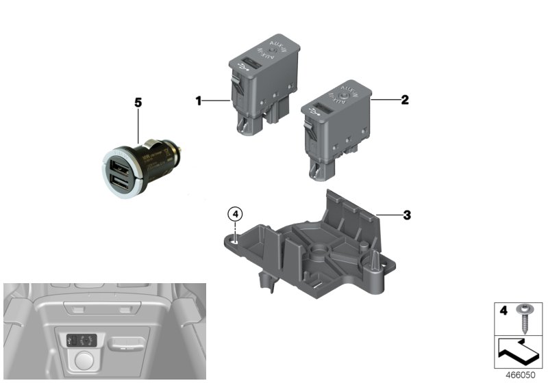 ГНЕЗДО USB/AUX-IN для BMW F15 X5 30dX N57N (схема запчастей)