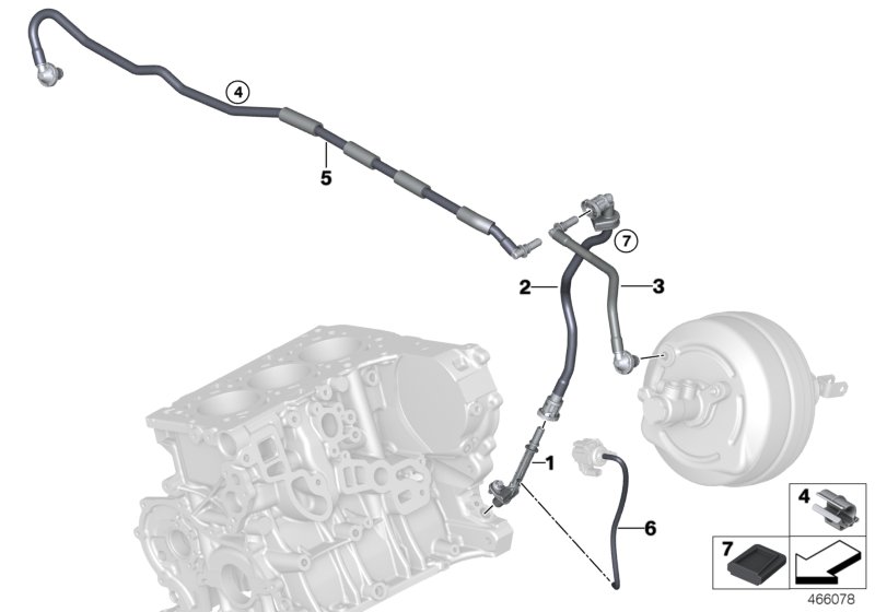 Вакуумный трубопр.усилителя тормозов для BMW F23N 230i B48 (схема запчастей)