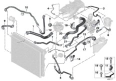 Шланги системы охлаждения для BMW G12 730Li B48 (схема запасных частей)