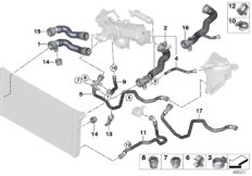 Шланги системы охлаждения для BMW F11N 530d N57N (схема запасных частей)